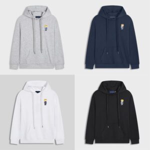 Mens Casual Sports Tracksuit Small Horse Logo Tech Fleece Hoodie Set with Pants Zip Up Jacket Kangaroo Pocket Couple Streetwear Asian Size