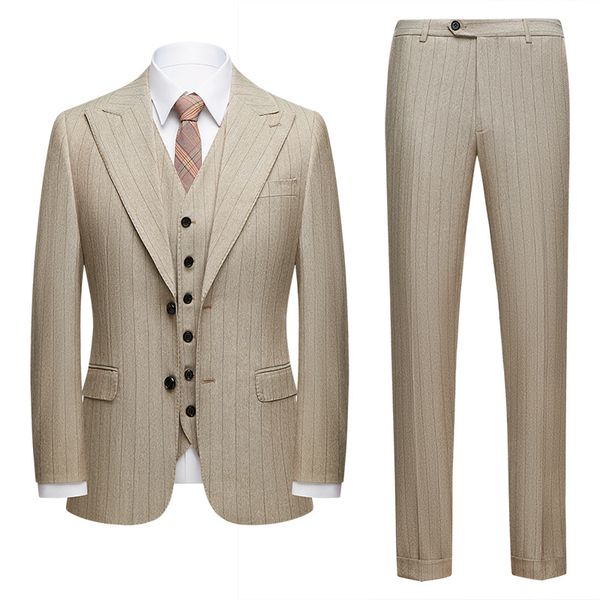 H353 Men's suit Korean style slim fit striped casual suit