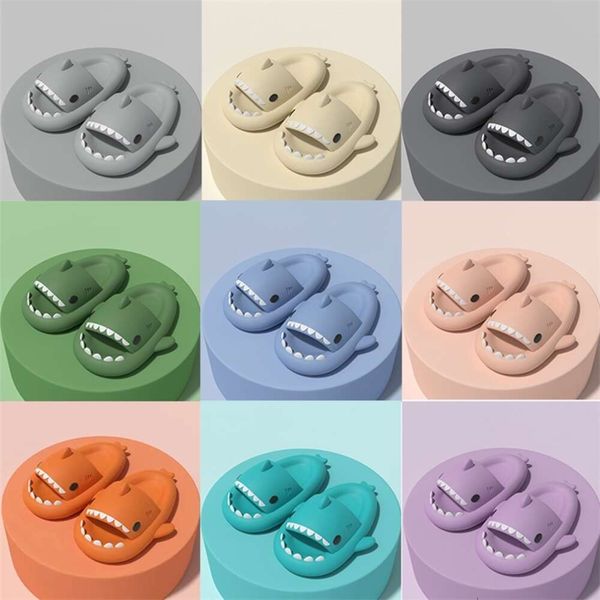 Man Women Shark Slippers Summer Home Anti-skid Solid Color Couple Outdoor Cool Indoor Household Funny Slippers sandals platform slides