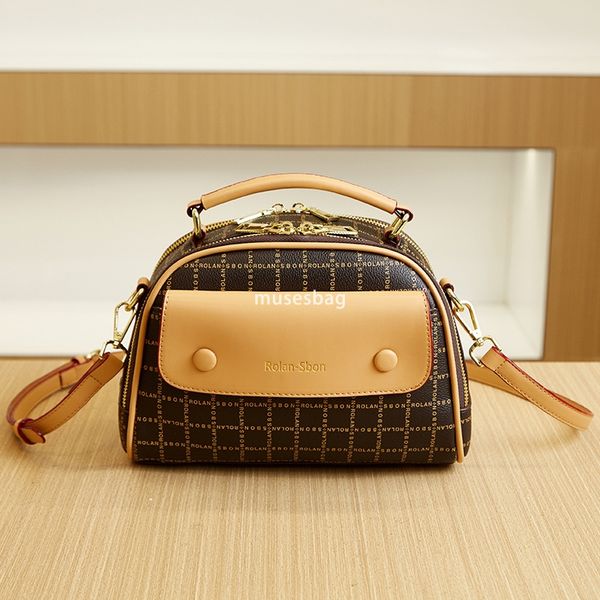 Large capacity handbag new contrasting tote bag crossbody bag women's one shoulder small round bag high-end fashion women's bag