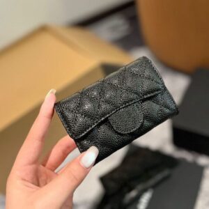 Designer bag Mini Wallets Black cowhide Caviar Leather Wallet Classic card holder Cowhide Handbags Classic Clutch Bags Luxurys Purse Card Women Ccredit card slot 9m