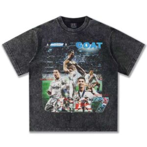 CR7 Football Heavyweight 100% Cotton American Style Fashion Vintage Short Sleeve Washed Look Oversized Fit T-Shirt