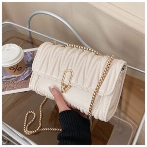Fashion Bag: Chic Wrinkled Small Square Bag – High-End Lightweight Single Shoulder Handbag for Modern Women