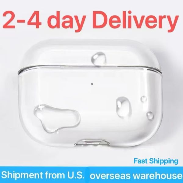 USA Stock For Airpods Pro 2 Air Pods 4 3 Earphones Airpod Bluetooth Headphone Accessories Solid Silicone Cute Protective Case Apple Wireless Charging Box TPU Case
