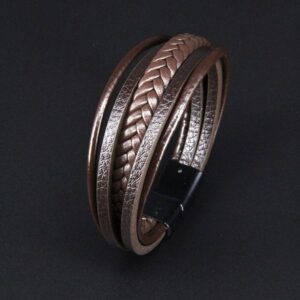 Popular Bracelet Multi layer Hand woven Men's Leather Rope Magnetic Absorption Retro Bracelet Bracelet Hand Accessories