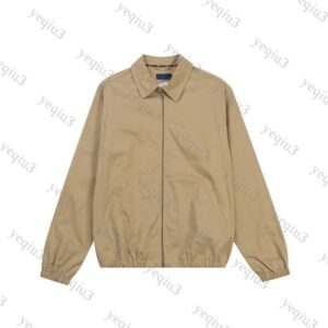 Vintage Work Jacket Mens Small Horse Embroidered Lightweight Comfortable Fit Designer Coat Khaki Lapel Classic British Style Zip Up Unisex Casual Outerwear Jacket