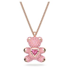2025 Simple Routine Originality Design Eco-friendly Metal Colorproof And Waterproof Necklace Pink Cute Bear Pendant Jewelry Girl Student Gift