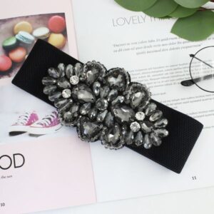 Crystal Embellished Dresses Peplum Wide Stretch Waist Cincher Belts