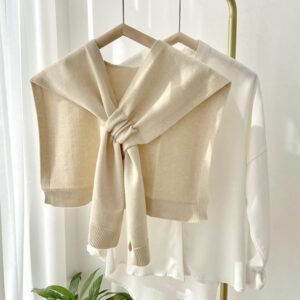 10721 Knitted cross-shoulder shawl fashionable outerwear versatile solid color scarf
