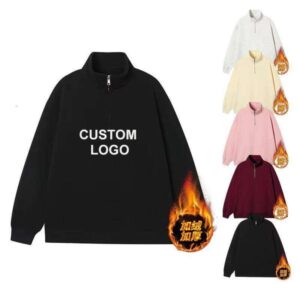 Custom Streetwear Drop Shoulder French Terry Blank Gym Hoodies Womens Half Pullover Sweatshirt Oversized Quarter Zip Sweater