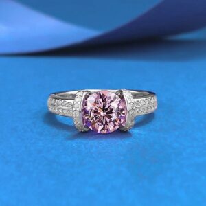 Best selling 2025 Chic 925 Silver Band 18K White Gold Plated Inlaid With Pink Sapphire White Zircon Simple Unique Jewelry For Women Finger Ring
