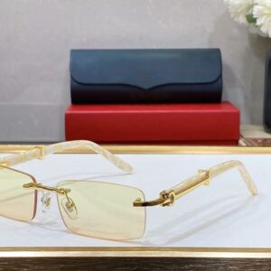 Luxury Sunglasses Designer Woman Summer Rimless Frameless Letter Rectangle Transparent Design Mens C Decor Sun Glasses Wood Eyeglasses Lunettes luxe femme