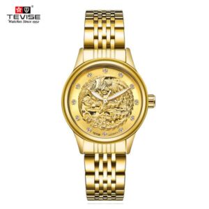 TEVISE Luxury Couple Watch for Men and women Luminous Mechanical Watch Automatic Watch Mens Business Stainless Steel Strap Watch Wristwatch T044 9006 F