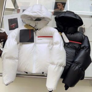 Women's down jacket parkas fashion coat with classic letter hooded large pocket jackets winter warm short cotton coat 3 colors Size S-L