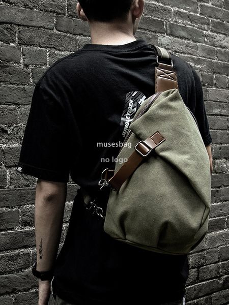 New high quality canvas bag spot crossbody bag male retro single shoulder big chest bag simple student postman diagonal back male bag