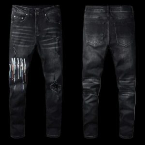 European and American fashion street spray painted colorful letters denim cotton casual pants youth tight jeans