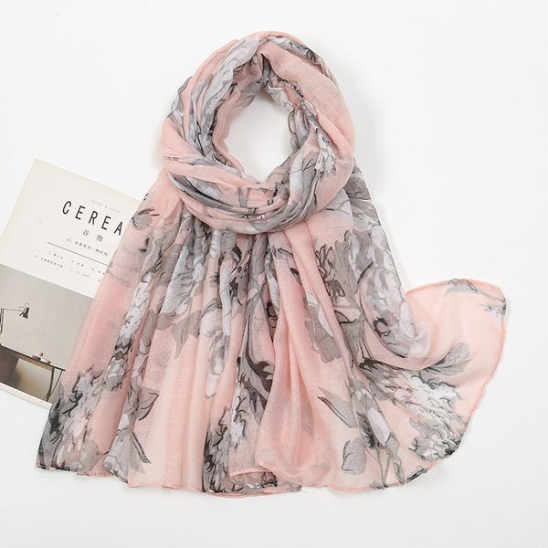Spring and Autumn New Plant and Flower Printed Versatile Scarf --844159