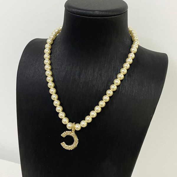 Elegant Pearl Necklace for Women Letter Pendant Chain gold Plated Necklace Wedding Party Gift Designer Luxury Jewelry