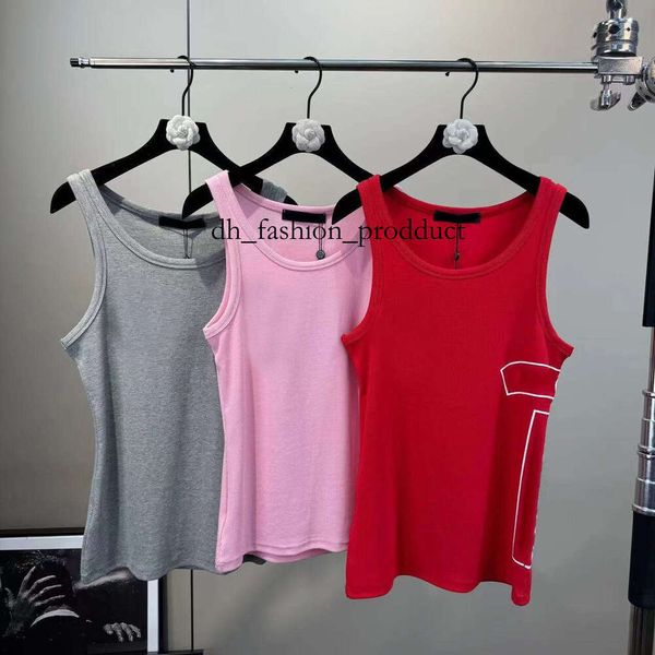 2025 Round Neck Sleeveless Color Blocked Sanskrit Letter Pattern chrome vest Women's Camisole Vest Designer Spicy Girl Style Tight Tank Top Designer Vest 964