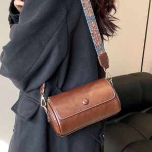 Small women's niche 2025 new trendy internet celebrity versatile broadband shoulder crossbody bag cylindrical bag