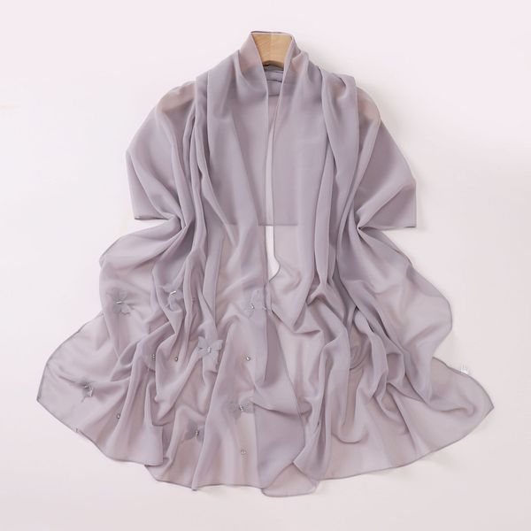 Pearl chiffon dot diamond butterfly plus nail rhinestone long scarf --879908