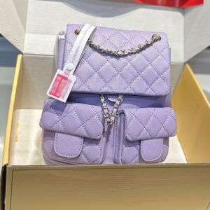 Mini Backpack Fashion Women Shoulder Bag Genuine Leather Checkered Pattern Gold Hardware Metal Locking Adjustable Shoulder Strap Handbag Crossbody Bag Makeup 20c