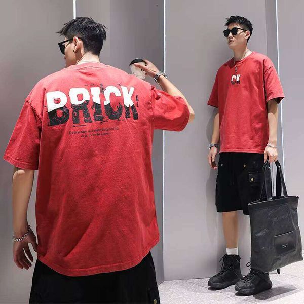 Clothing Puff Print Letter Short Sleeve 100% Cotton 240g Fashion Brand Men's T-Shirt