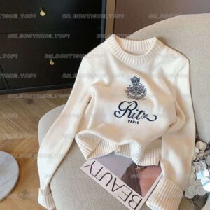 Women's Spring Summer Long Sleeve Embroidery Pullover Round Neck Casual Knitted Sweater Jumper ddc