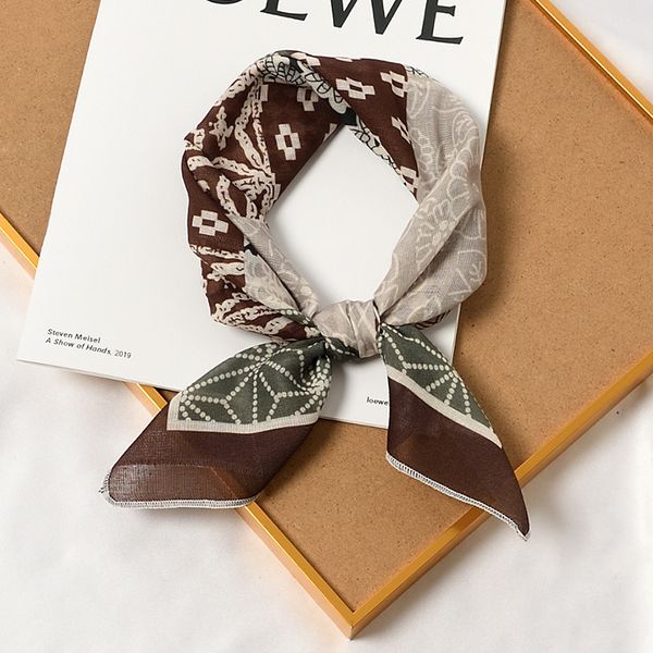 Korean literary silk scarf headband cashew nut square scarf --820390