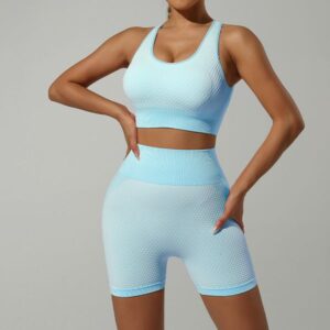 High elasticity slim yoga set with bra/long/short sleeves/long/short pants for multi scene dressing