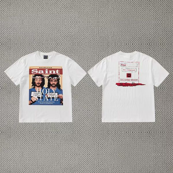 Saint michael vintage Mens T-Shirts Summer High Quality Cotton SAINT VANITY Tshirts Vintage tter Print Round Neck Short Seve Tops Casual T Shirts asian size S-XL