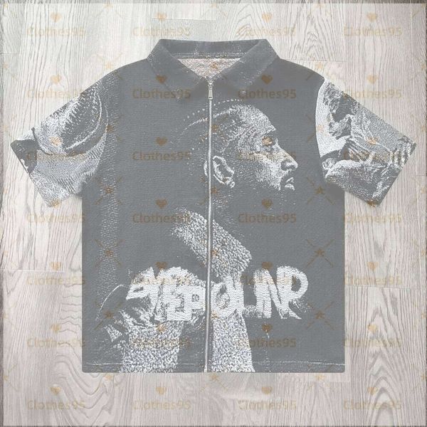 Zipper summer 3D digital printed men's casual loose short sleeved T-shirt 2025 temperament versatile new trendy clothing ins