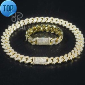10K Gold Moissanite Miami Chain Necklace Hip Hop Style Real 14K 18K Solid Gold Moissanite Cuban Link Chain Fine Jewelry For Men