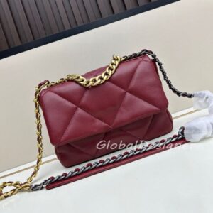 luxury women crossbody bag 19bag diamond lattice fashion cover flap designer lady shoulder bags burgundy chain purse high quality 25CM genuine leather wallet 7A