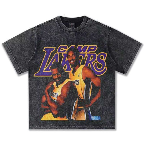 American Style Washed Heavy Short Sleeve Direct Print Small Collar Top Cross-border 300g 3D 100% Cotton Casual T-shirt