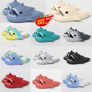 new designer shoes woman sandal Summer Shark Slippers For Men Couples Indoor Outdoor Shark Slides Thick Soled Shoes Kids Sandals Gradient Flip Flops