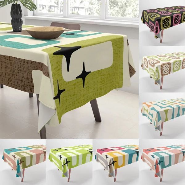 Geometric Pattern Colorful Printed Tablecloth Home Decor Rectangular Party Stain Resistant Dust Cloth OMW1