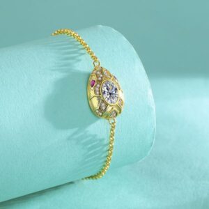 Hot-Selling S925 Sterling Silver Moissanite Snake Head Bracelet, Fashionable Personalized Design, Women's Jewelry Set, High-End Jewelry