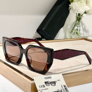 Womens Designer ColorOpaque Gradient Dark Brown Lens Womens Square Cat Eye Sunglasses UV400 Retro Sunglasses 15WS Acetate Fiber Frame with Retro Brand Logo