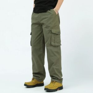 Casual Pants Men Cargo Pants Cotton Loose Trousers Mens Pants Overalls Multi Pocket Straight Outdoor Work Joggers 5XL Bottoms