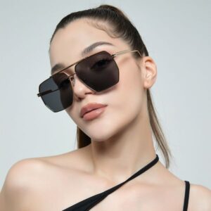 Retro Oversized Square Polarized Sunglasses for Women Men Vintage Shades UV400 Classic Large Metal Sun Glasses