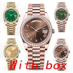 DAY DATE mens watch With diamond brown dial automatic machine 40mm lady 36mm woman 904L stainless steel strap sapphire hidden folding buckle waterproof Dhgate