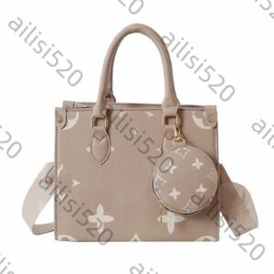 Small ON THE GO shop travel Designer bag Womens mens Luxury Genuine Leather Clutch Tote Bag Cross Body embossed With shoulder straps old flo