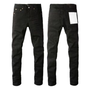 Men's Distressed Black Streetwear High Stretch Skinny Button Fly Ripped Jeans Pants