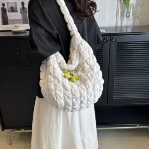 Cloud Folded Big Bag Korean Version Fashionable Large Capacity Bubble Tote Bag Casual One Shoulder Crossbody Dumpling Bun
