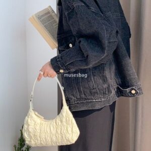 Instagram minimalist pleated underarm bag puff bag new high-end and fashionable bag spicy girl cloud carrying shoulder bag