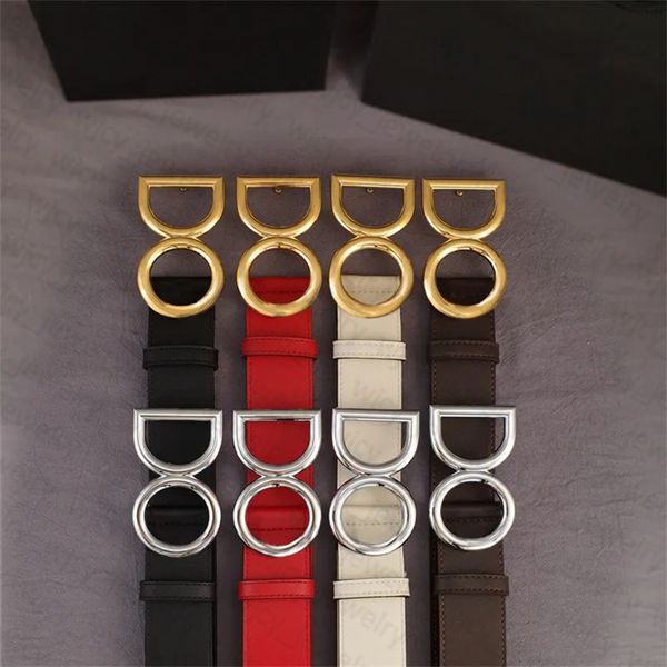 Classic Designer Mens Belt Width 4CM Genuine Leather Belts for Man Woman Smooth Buckle Gold Sliver 4 Colors Cowhide Letter Design