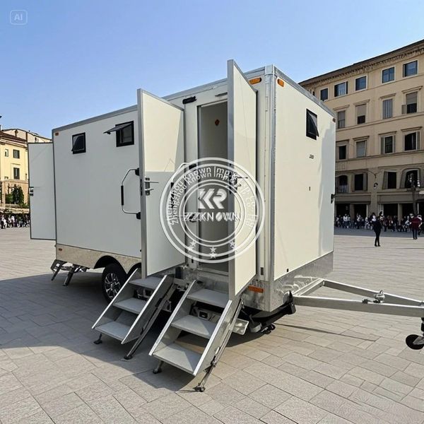 4 Station Portable Bathroom Shower Rooms Porta Potty Trailer Mobile Toilet Trailer Luxury Restroom Trailer
