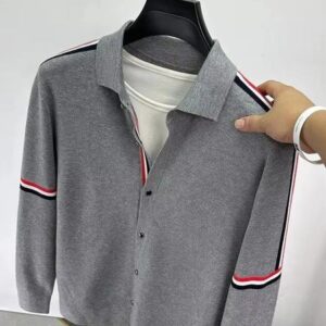 Men's Sweaters High End Designer Brand Knitted Cardigan Autumn Fashion Lapel Personalized Color Blocked Korean Casual Sweater Coat