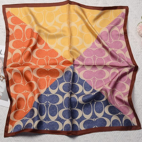 100 color high-end silk fashionable women's 70cm square scarf shawl printed European and American headscarf sweet 8888